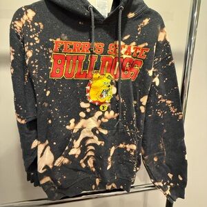 Jerzees Nublend Charcoal and Red Graphic Hoodie up cycled size medium